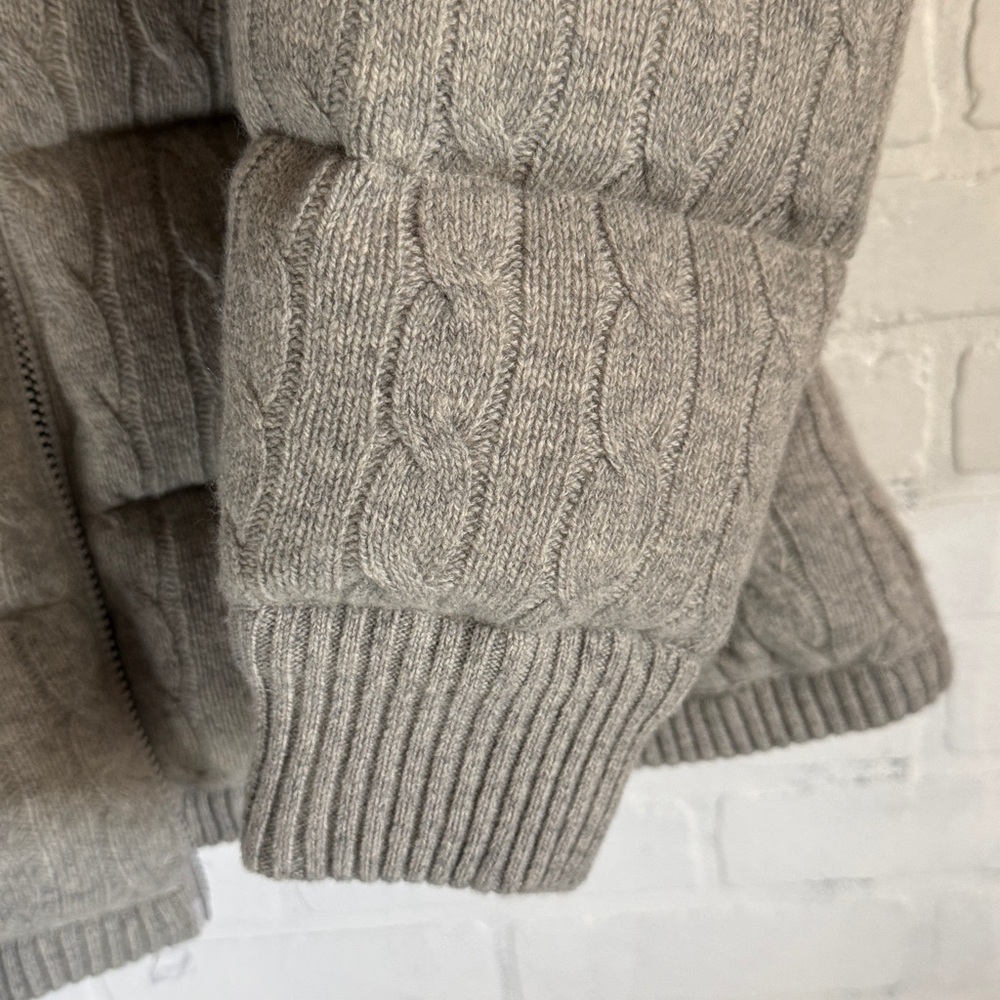 Polo Ralph Lauren Cable-knit wool and cashmere down jacket gray Size Large NWT - Picture 11 of 14